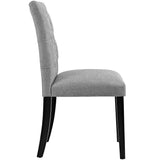 Column Button Tufted Fabric Dining Chair in Light Gray