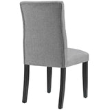 Column Button Tufted Fabric Dining Chair in Light Gray