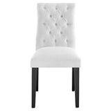 Column Button Tufted Fabric Dining Chair in White