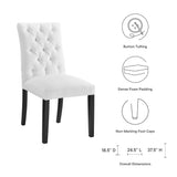 Column Button Tufted Fabric Dining Chair in White