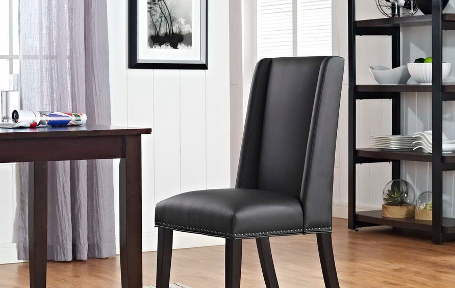 Lyra Vegan Leather Dining Chair in Black