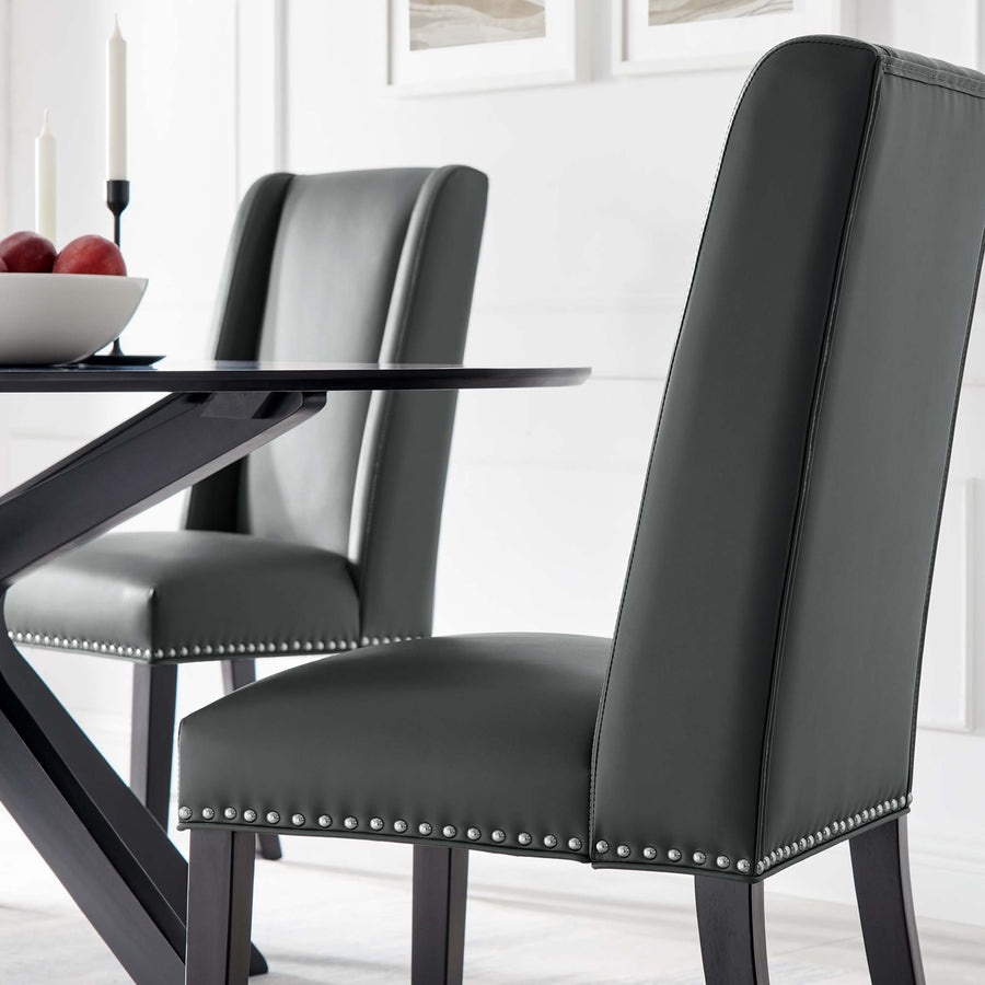 Lyra Vegan Leather Dining Chair in Gray