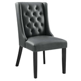 Ellison Button Tufted Vegan Leather Dining Chair in Gray