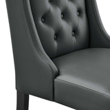Ellison Button Tufted Vegan Leather Dining Chair in Gray