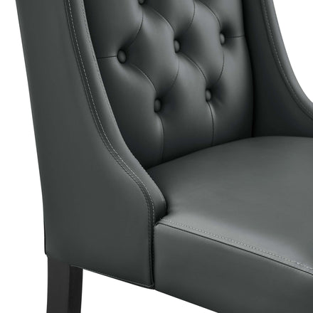 Baronet Button Tufted Vegan Leather Dining Chair in Gray