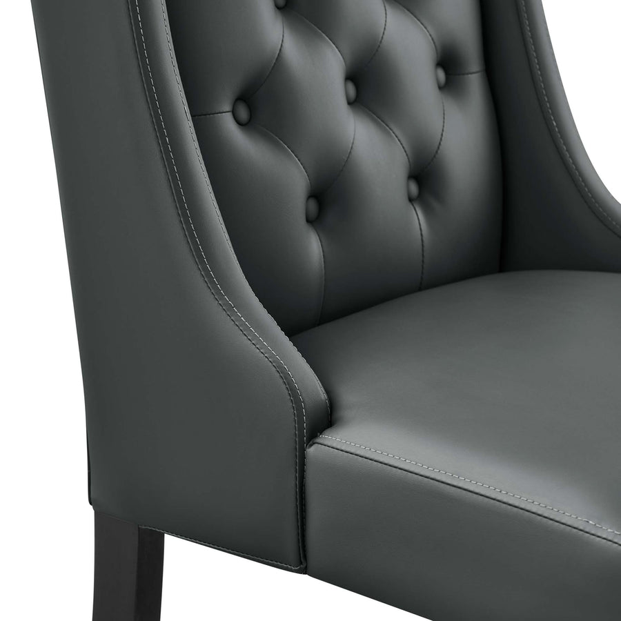 Ellison Button Tufted Vegan Leather Dining Chair in Gray