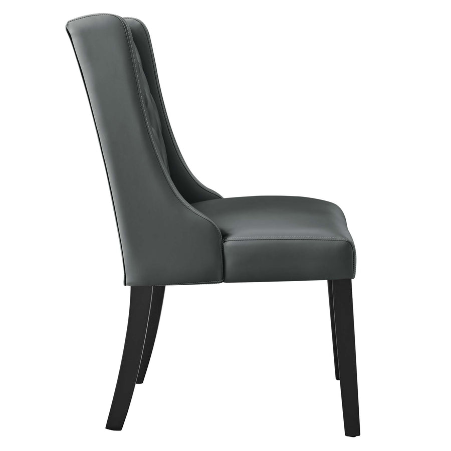 Ellison Button Tufted Vegan Leather Dining Chair in Gray
