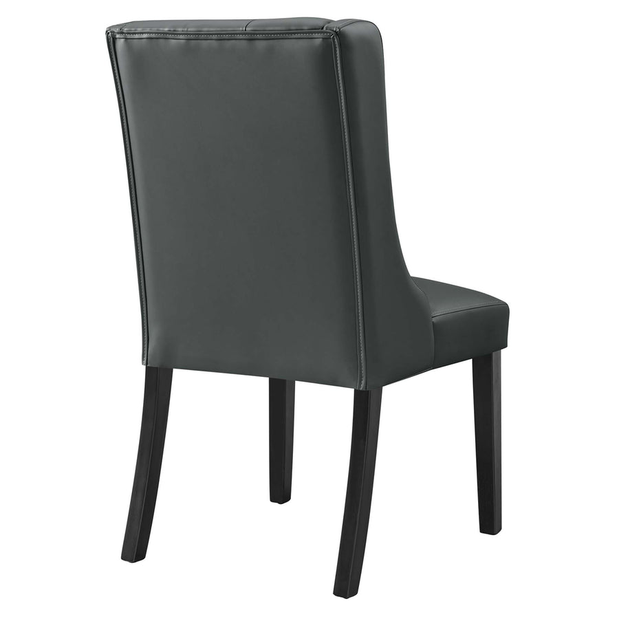 Ellison Button Tufted Vegan Leather Dining Chair in Gray