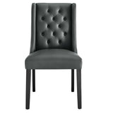 Ellison Button Tufted Vegan Leather Dining Chair in Gray
