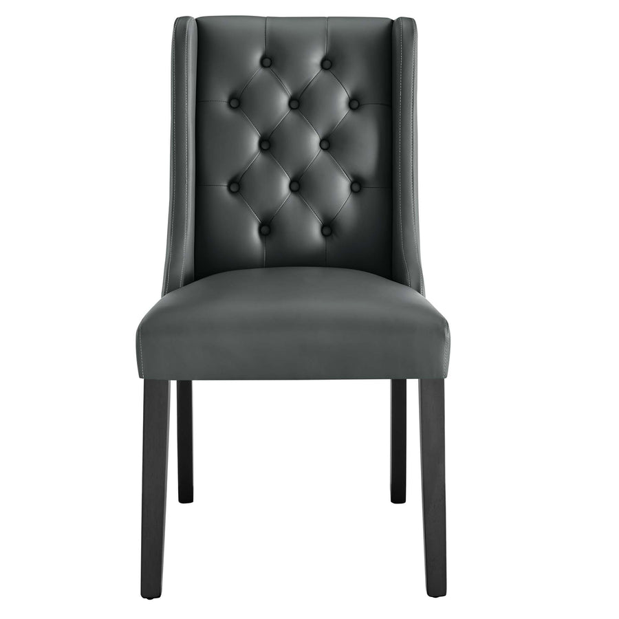 Ellison Button Tufted Vegan Leather Dining Chair in Gray