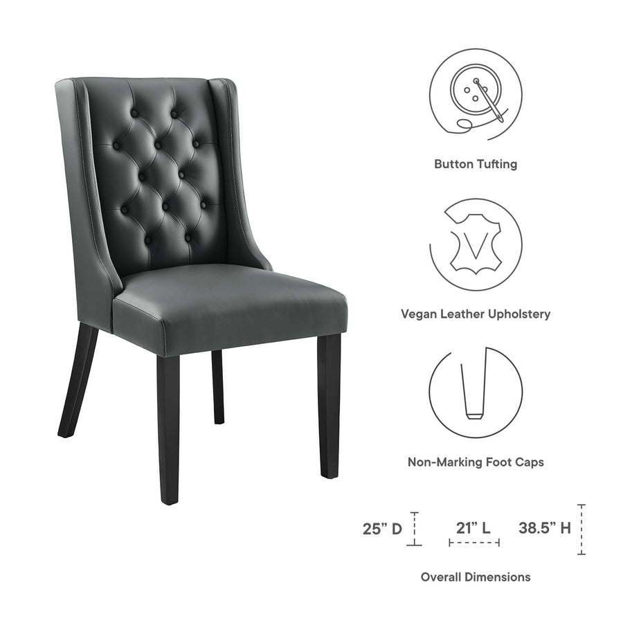 Ellison Button Tufted Vegan Leather Dining Chair in Gray