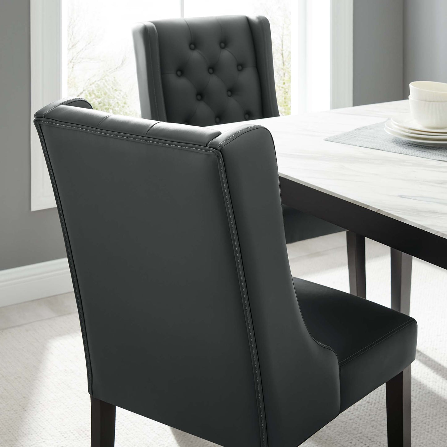 Baronet Button Tufted Vegan Leather Dining Chair by Furniture For America