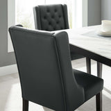 Ellison Button Tufted Vegan Leather Dining Chair in Gray