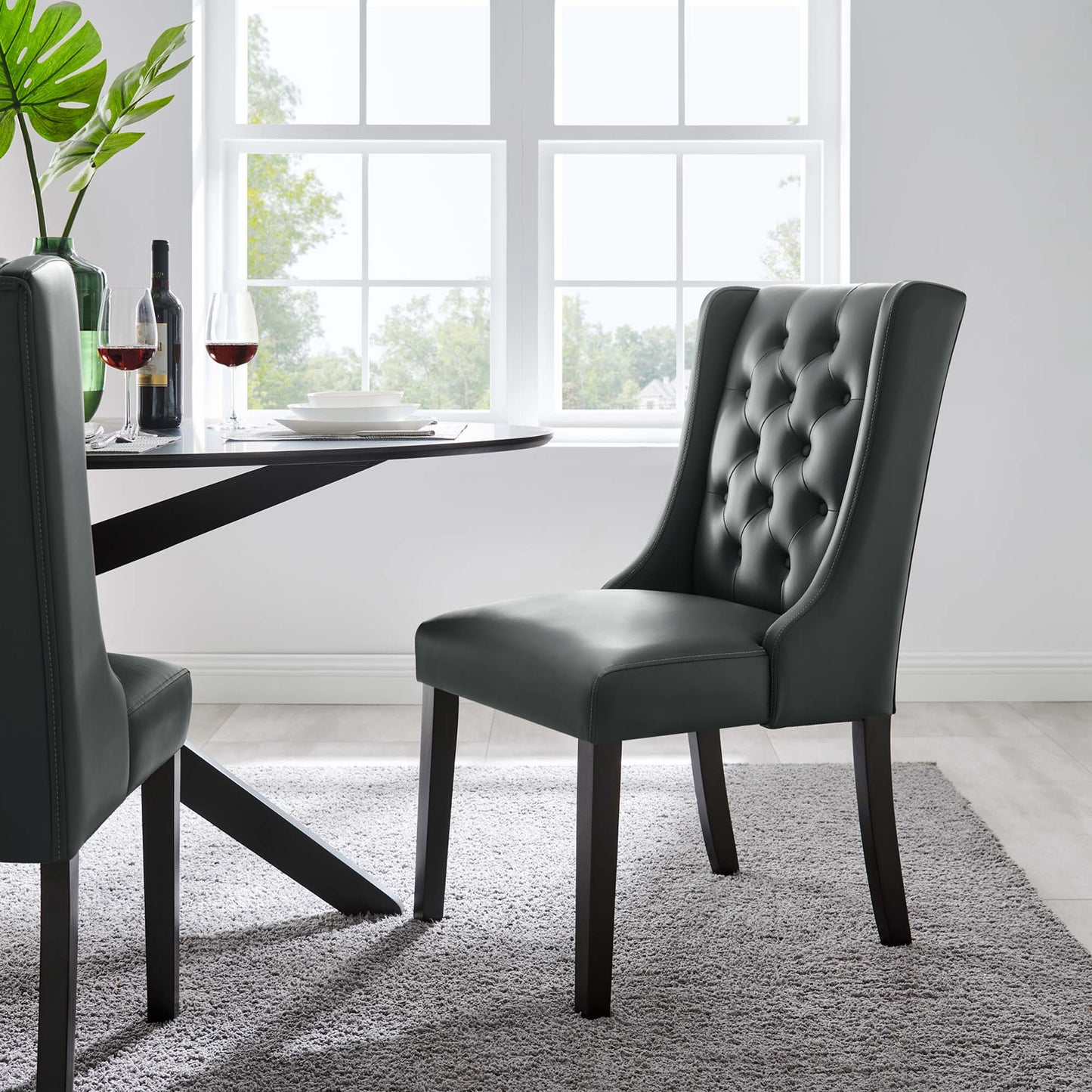 Baronet Button Tufted Vegan Leather Dining Chair by Furniture For America