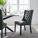 Ellison Button Tufted Vegan Leather Dining Chair in Gray