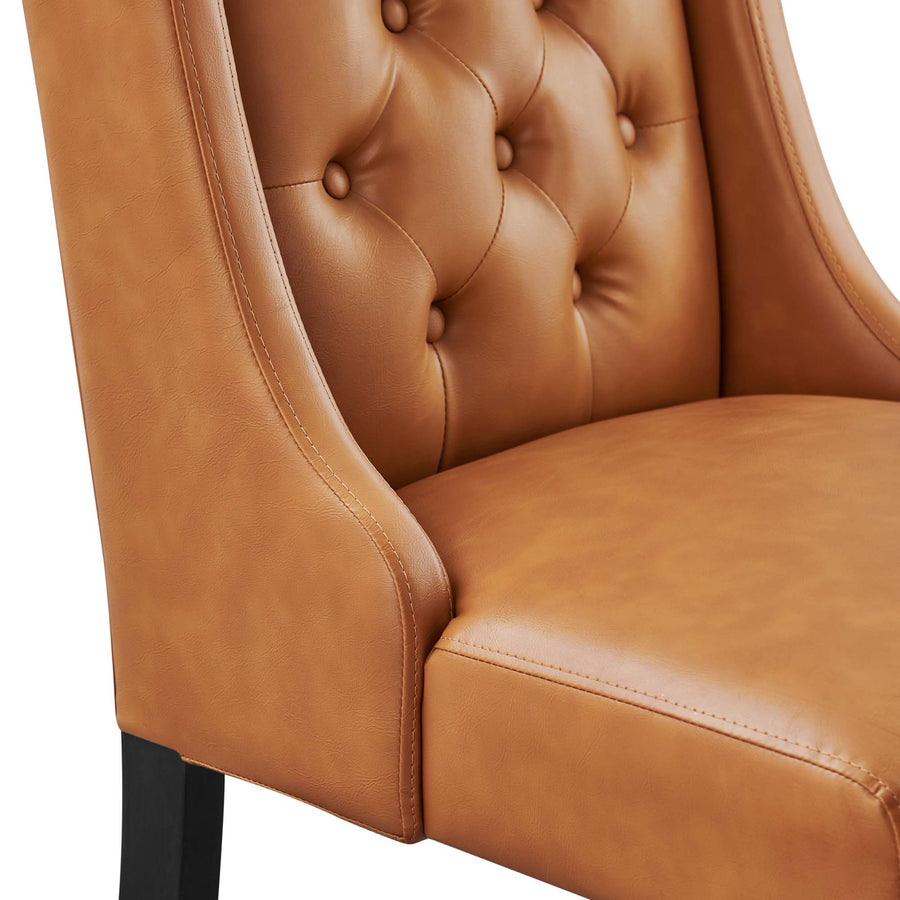 Ellison Button Tufted Vegan Leather Dining Chair in Tan