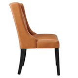 Ellison Button Tufted Vegan Leather Dining Chair in Tan
