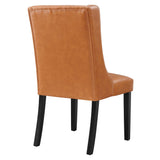 Ellison Button Tufted Vegan Leather Dining Chair in Tan