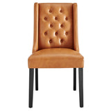 Ellison Button Tufted Vegan Leather Dining Chair in Tan