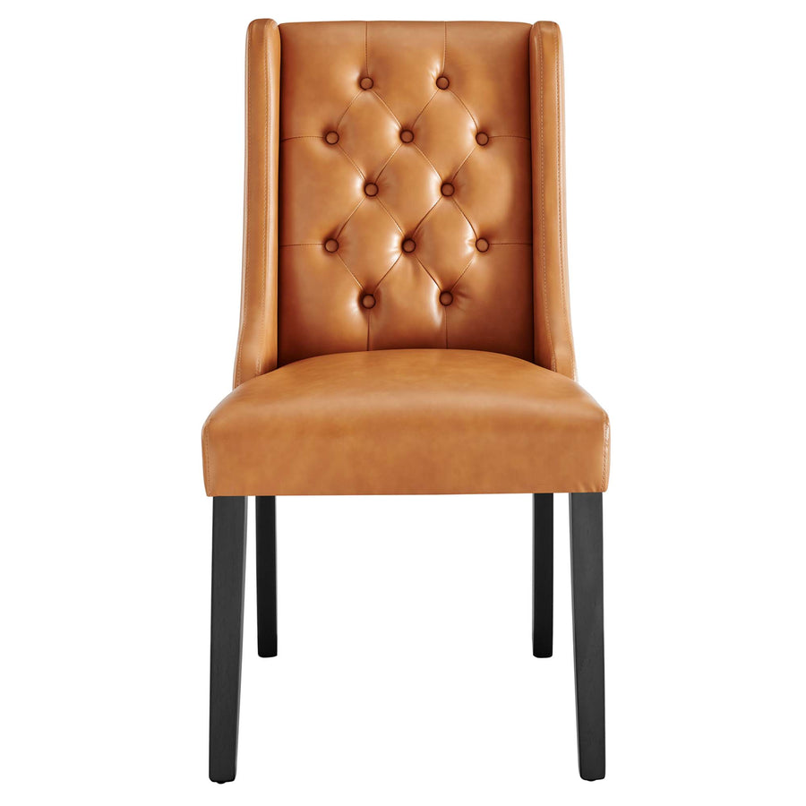 Ellison Button Tufted Vegan Leather Dining Chair in Tan