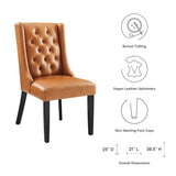 Ellison Button Tufted Vegan Leather Dining Chair in Tan