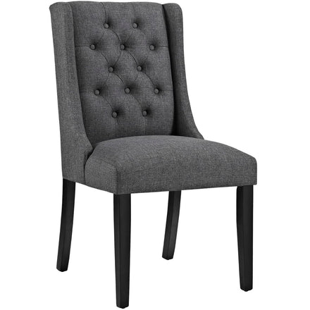 Baronet Button Tufted Fabric Dining Chair in Gray