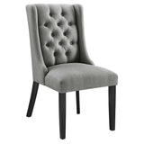 Ellison Button Tufted Fabric Dining Chair in Light Gray