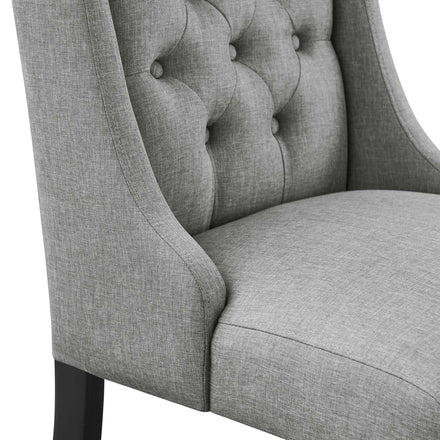Baronet Button Tufted Fabric Dining Chair in Light Gray