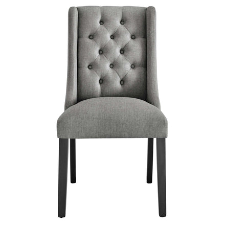 Baronet Button Tufted Fabric Dining Chair in Light Gray