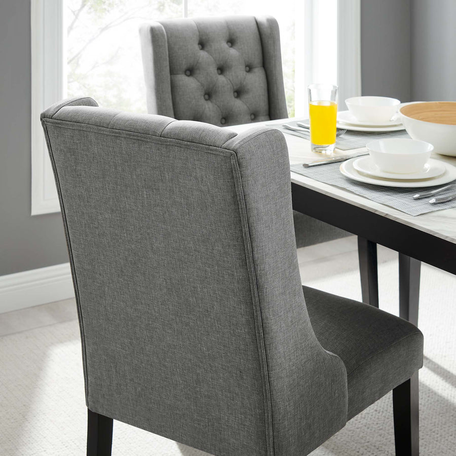 Ellison Button Tufted Fabric Dining Chair in Light Gray