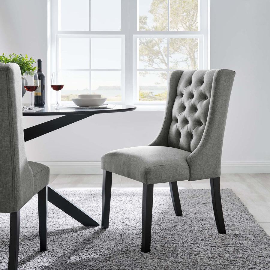 Ellison Button Tufted Fabric Dining Chair in Light Gray
