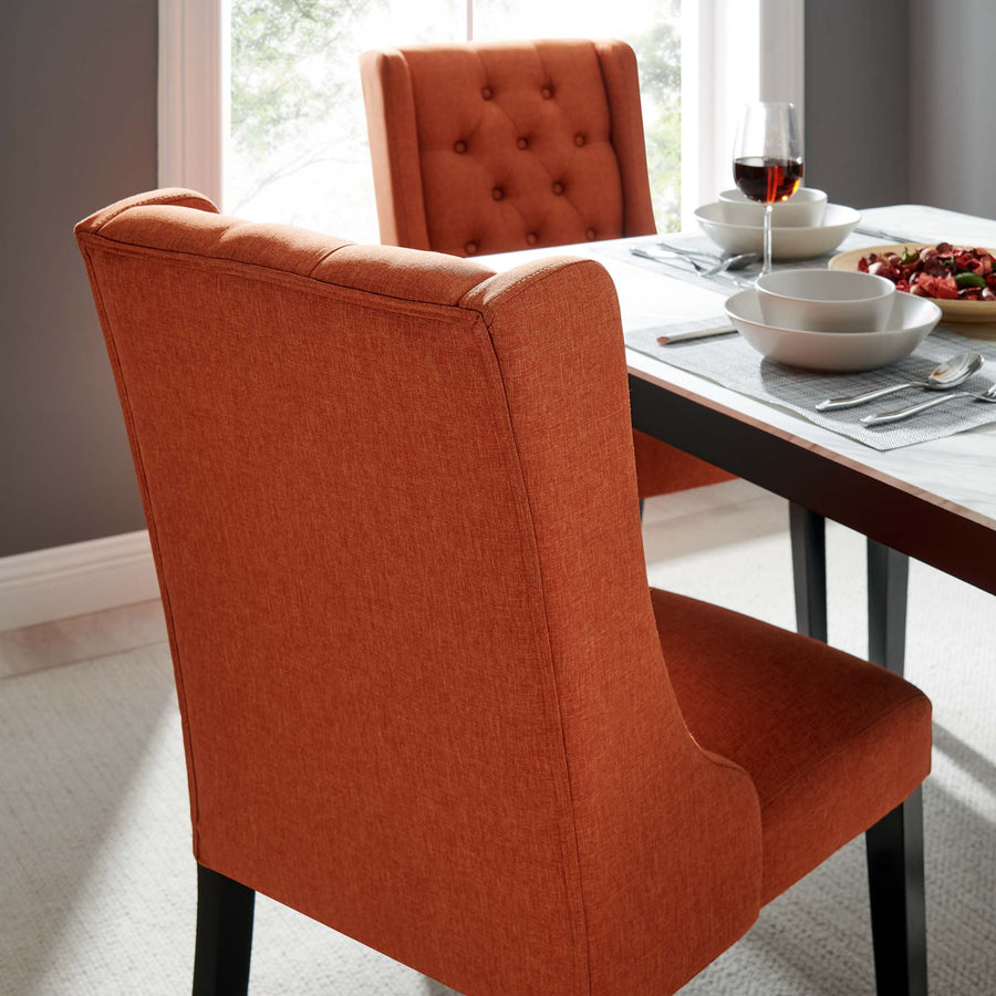 Ellison Button Tufted Fabric Dining Chair in Orange