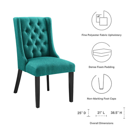 Baronet Button Tufted Fabric Dining Chair in Teal