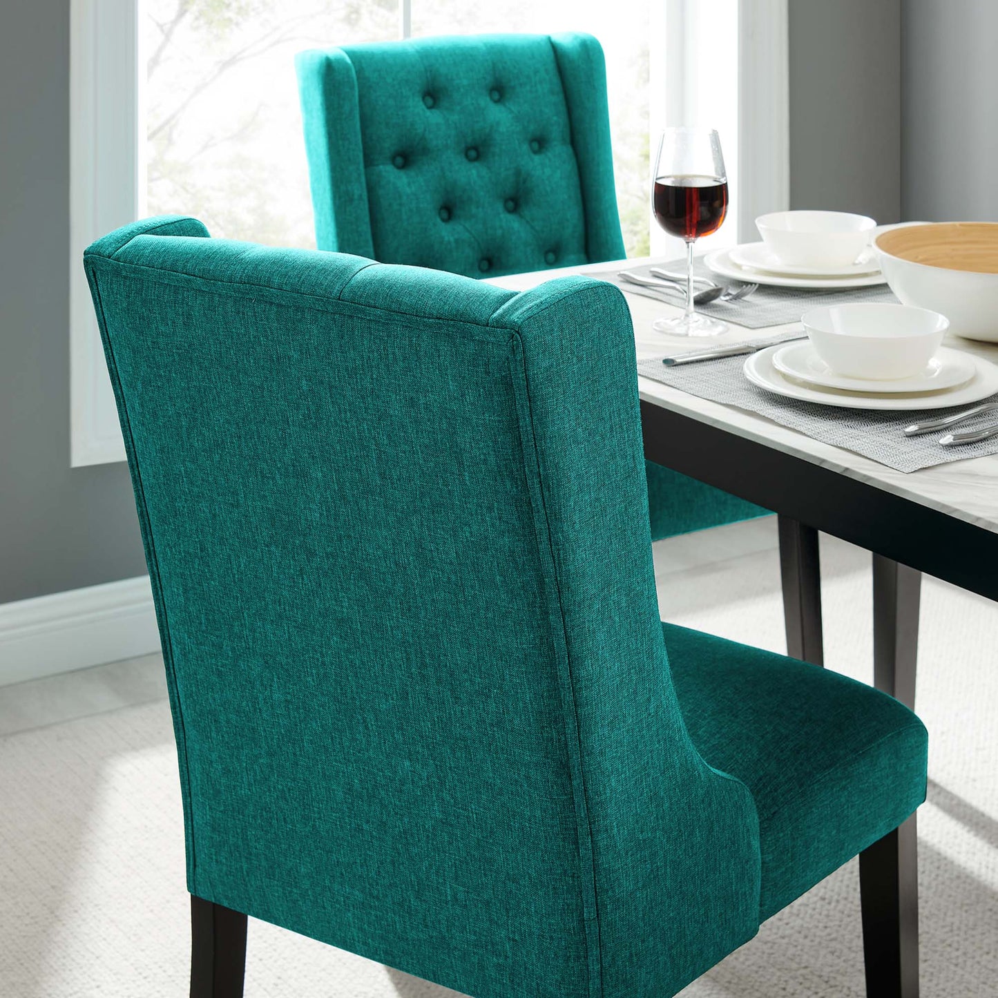 Baronet Button Tufted Fabric Dining Chair by Furniture For America