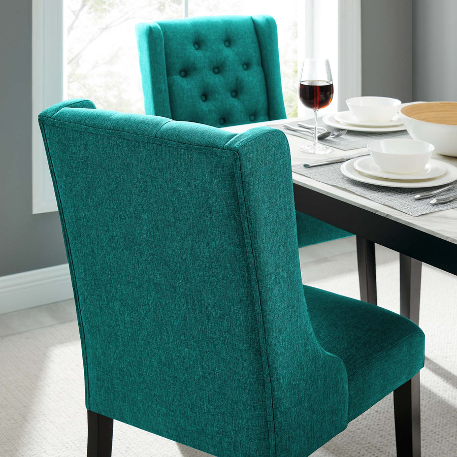 Ellison Button Tufted Fabric Dining Chair in Teal