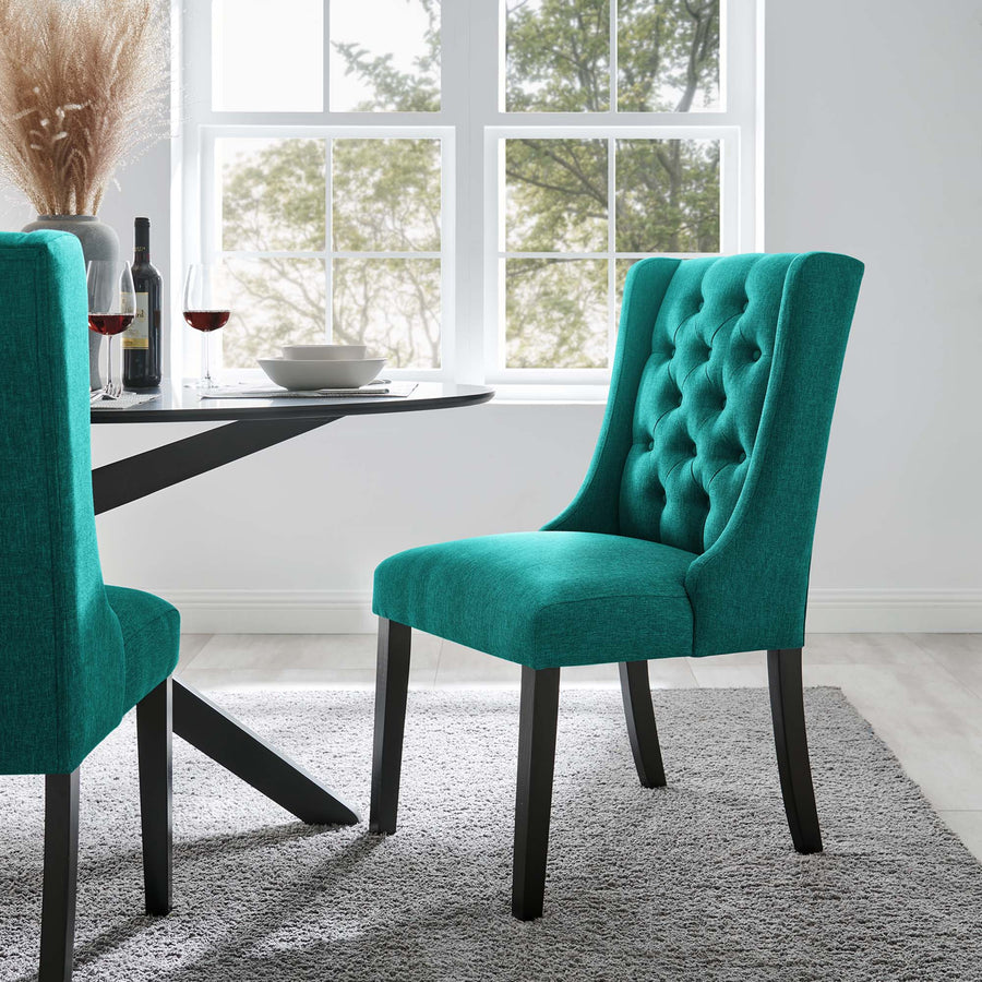 Ellison Button Tufted Fabric Dining Chair in Teal