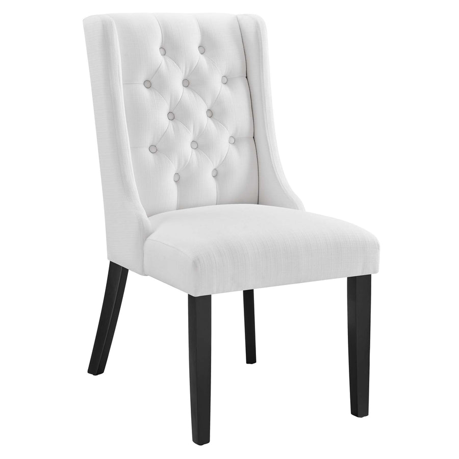 Ellison Button Tufted Fabric Dining Chair in White