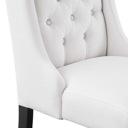 Baronet Button Tufted Fabric Dining Chair in White