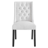 Ellison Button Tufted Fabric Dining Chair in White