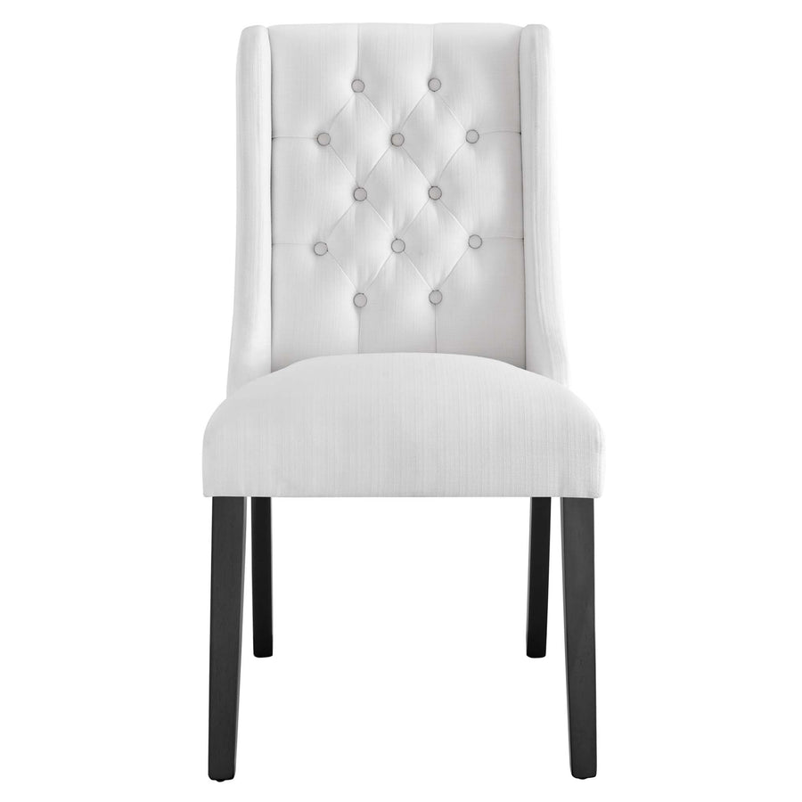 Ellison Button Tufted Fabric Dining Chair in White