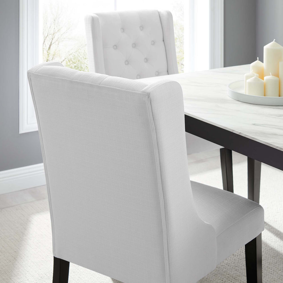 Ellison Button Tufted Fabric Dining Chair in White