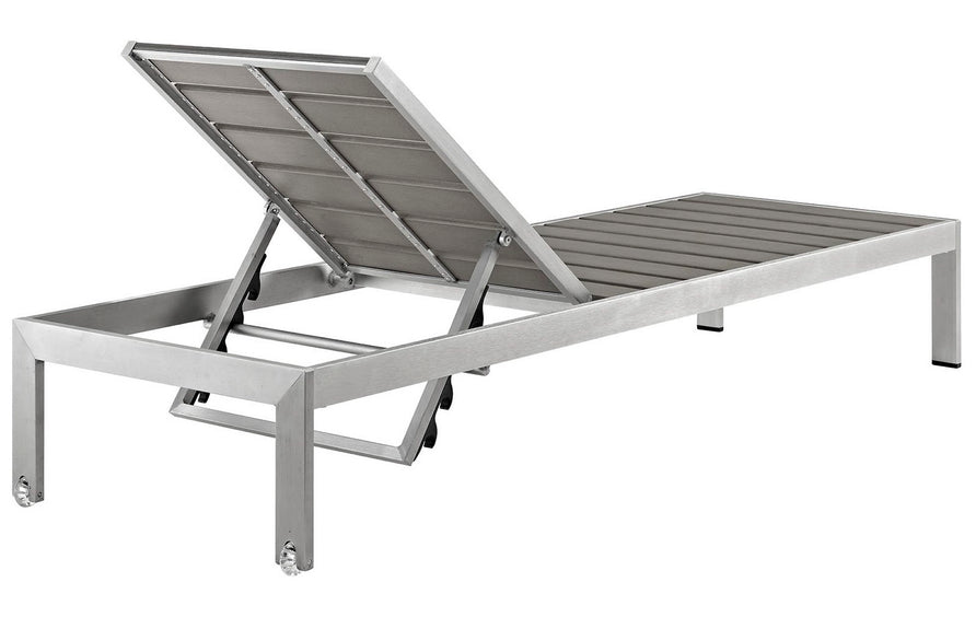 Marlow Outdoor Patio Aluminum Chaise in Silver Gray