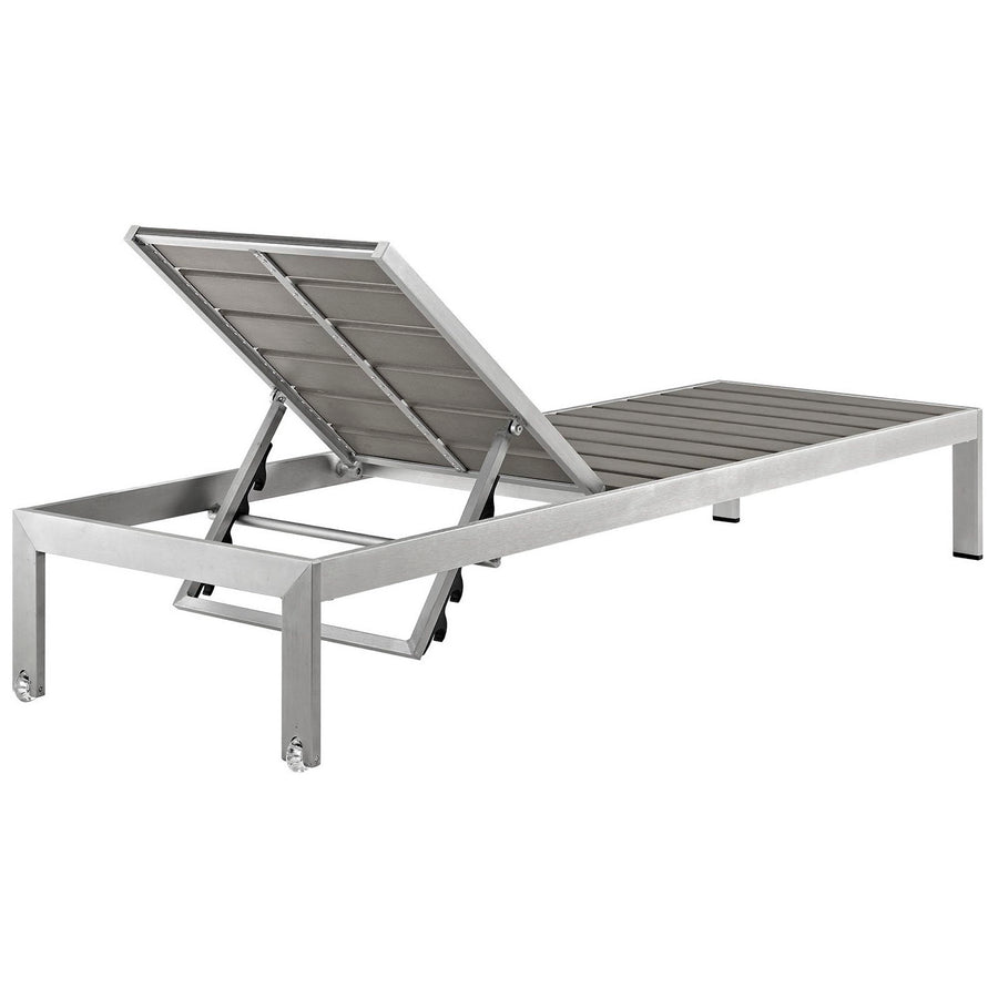 Marlow Outdoor Patio Aluminum Chaise in Silver Gray
