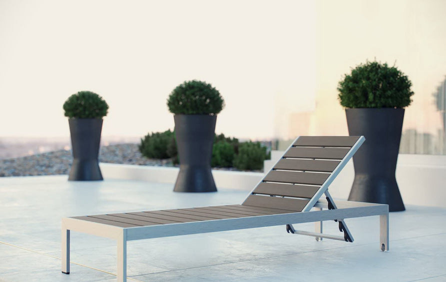 Marlow Outdoor Patio Aluminum Chaise in Silver Gray