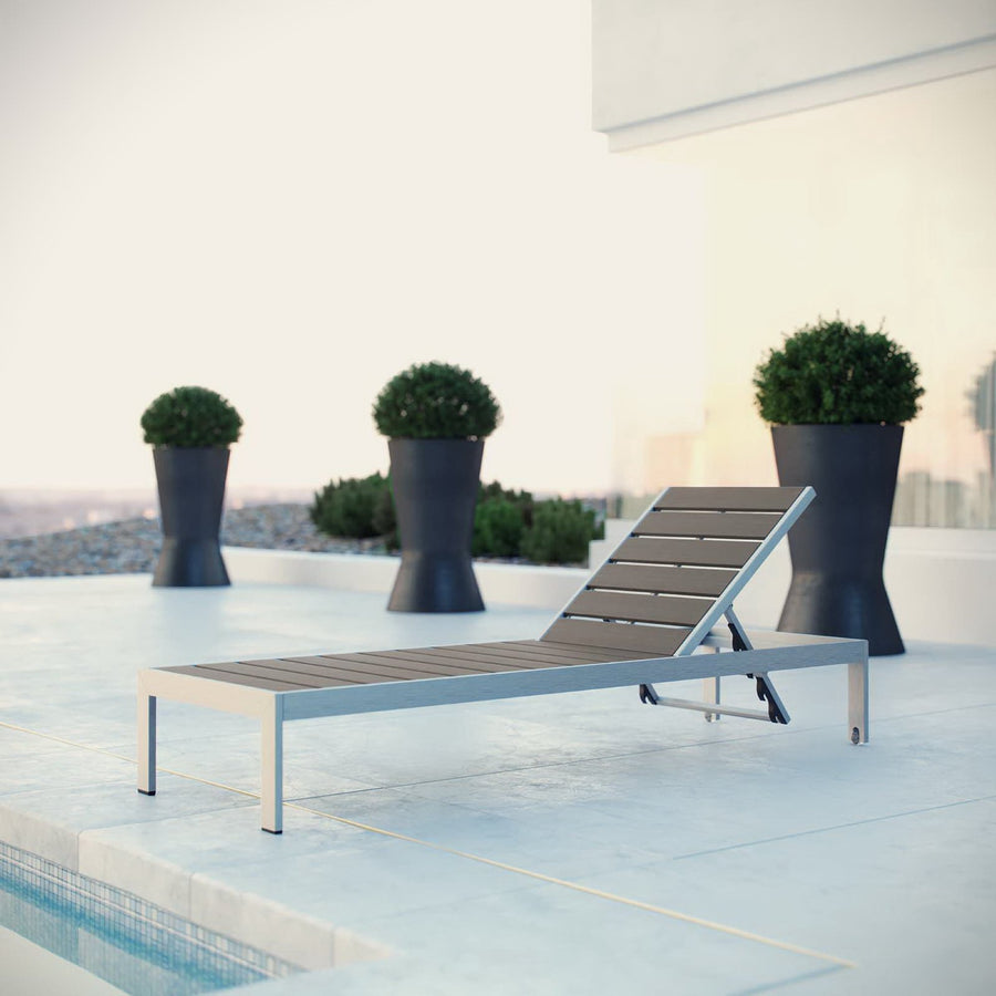 Marlow Outdoor Patio Aluminum Chaise in Silver Gray