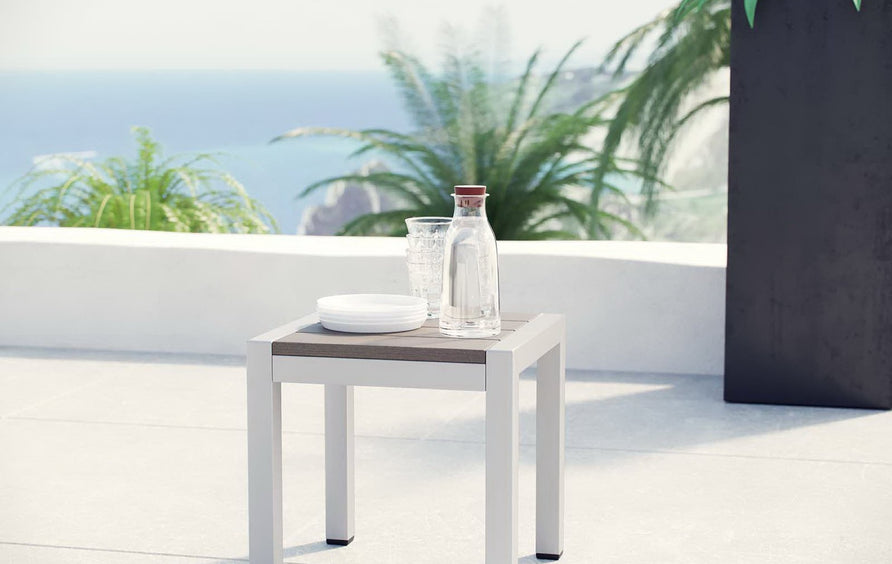 Marlow Outdoor Patio Aluminum Side Table in Silver Gray