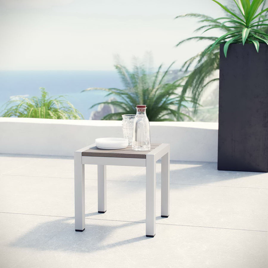 Marlow Outdoor Patio Aluminum Side Table in Silver Gray