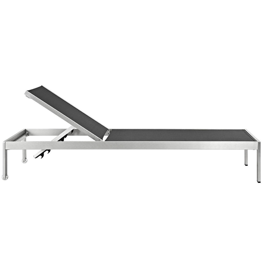 Marlow Outdoor Patio Aluminum Mesh Chaise in Silver Black