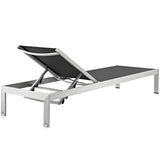 Marlow Outdoor Patio Aluminum Mesh Chaise in Silver Black
