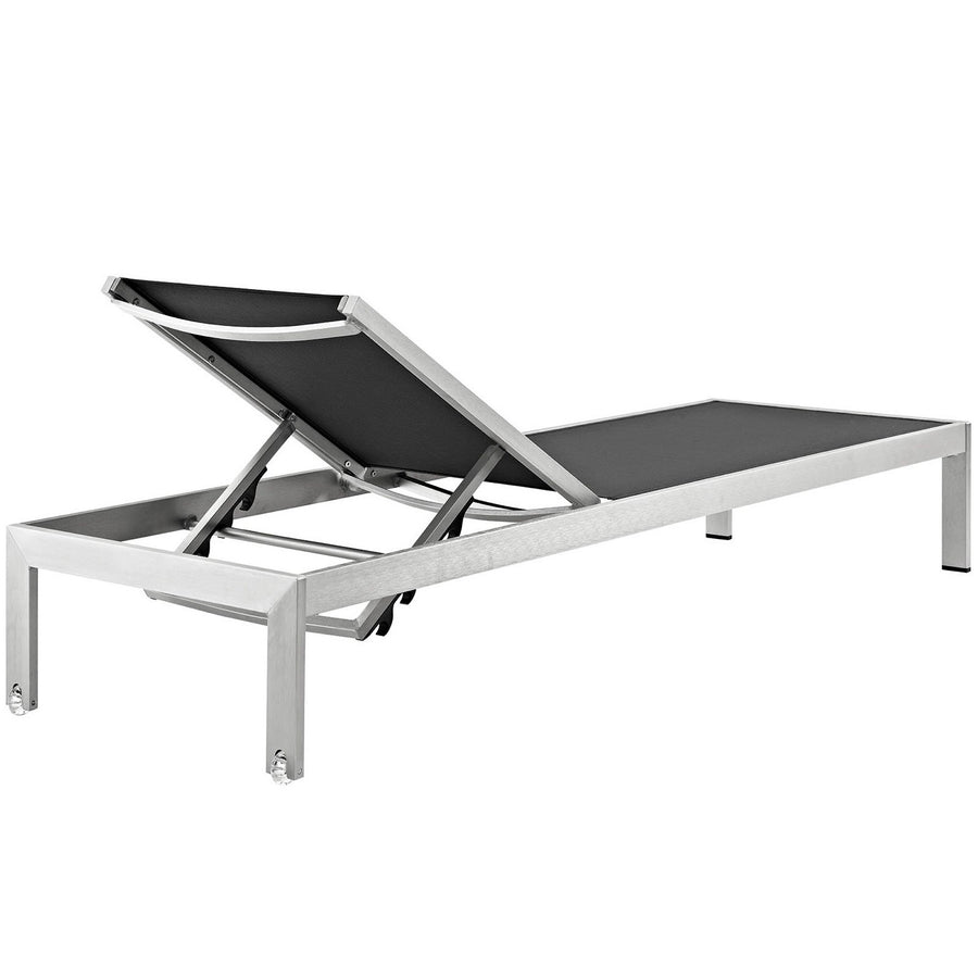 Marlow Outdoor Patio Aluminum Mesh Chaise in Silver Black